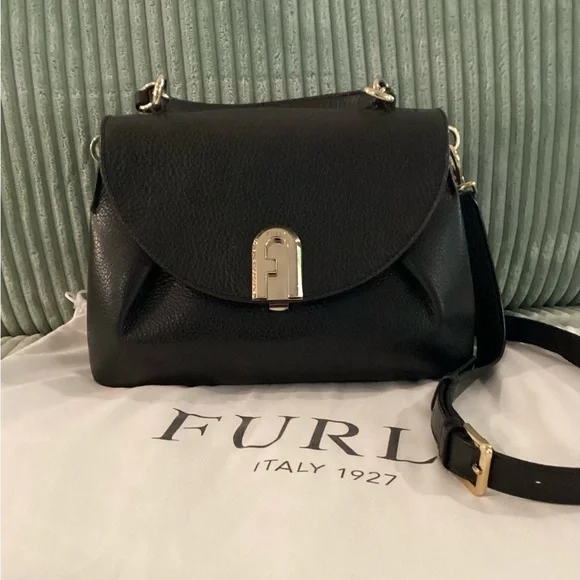 FURLA Black Leather Bag - Picture 1 of 12